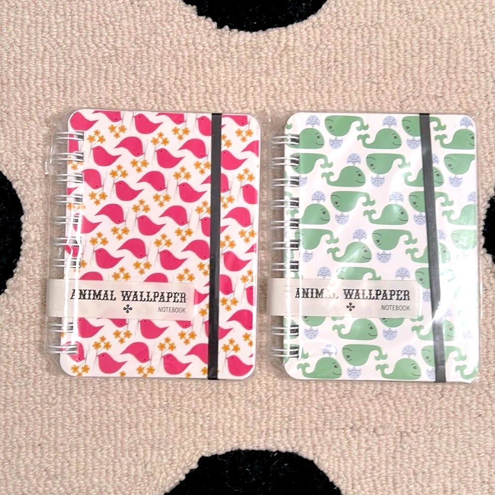 NWT Animal Wallpaper Notebooks (Set of 2) - Birds/Whales